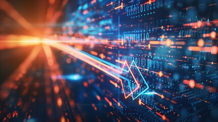 Fototapeta premium Futuristic Business Growth Chart on Abstract Tech Background