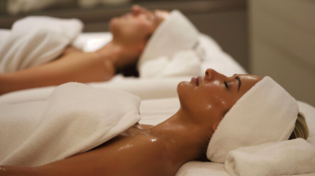 A women with white towel massage and treatment at the luxury spa