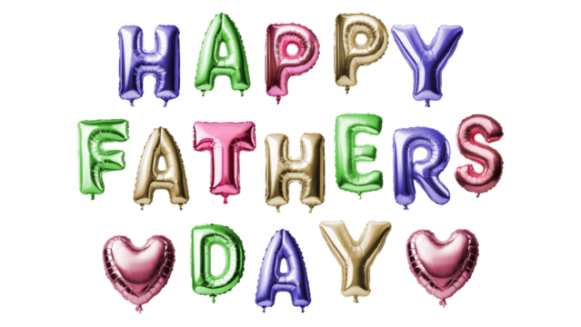 holiday. happy father`s day party made of balloons.multi-colored.isolated on a transparent background. png	