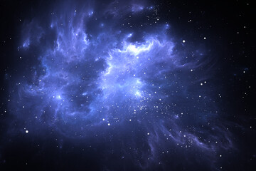 Fantasy space nebula. Giant interstellar cloud with stars