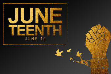 Juneteenth Freedom Day template design in vector on black background. African American Independence...