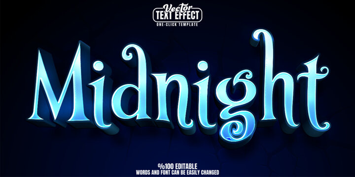 Midnight editable text effect, customizable scary and fear 3D font style