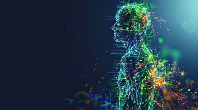 Infographic showing the endocannabinoid system in the human body, digital art, vibrant colors, sleek and modern design