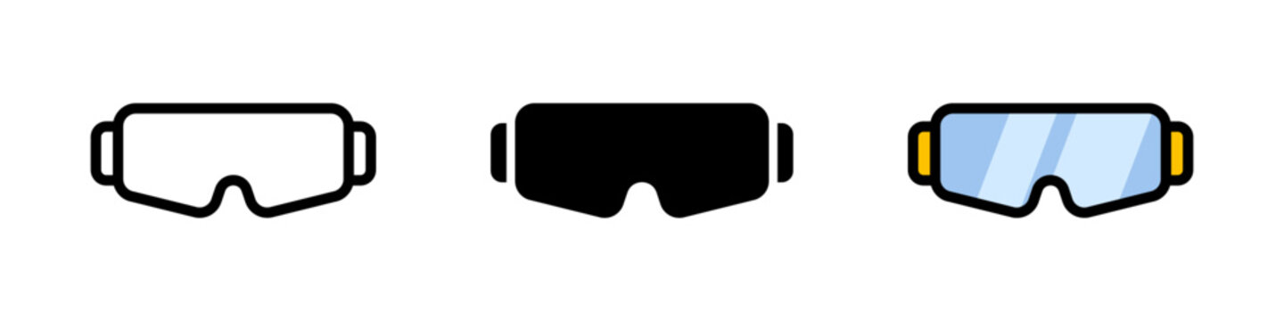Safety glasses icon. Protective goggles symbol. Ski mask vector illustration. Construction eyewear vector illustration isolated.
