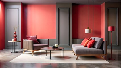 red contrasts sharply with earthy, muted tones