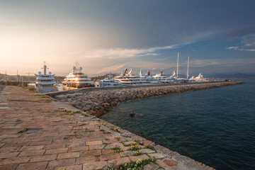 Sunset View of Vauban Marina  - Antibes, French Riviera, Cote D'Azur