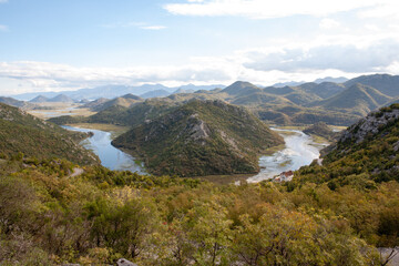 Mountain landscape with Crnojevica river in Skadar Lake National Park, Montenegro for publication, poster, calendar, post, screensaver, wallpaper, postcard, cover, website. High quality photo