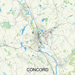 Concord, New Hampshire, United States map poster art