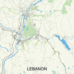 Obraz premium Lebanon, New Hampshire, United States map poster art