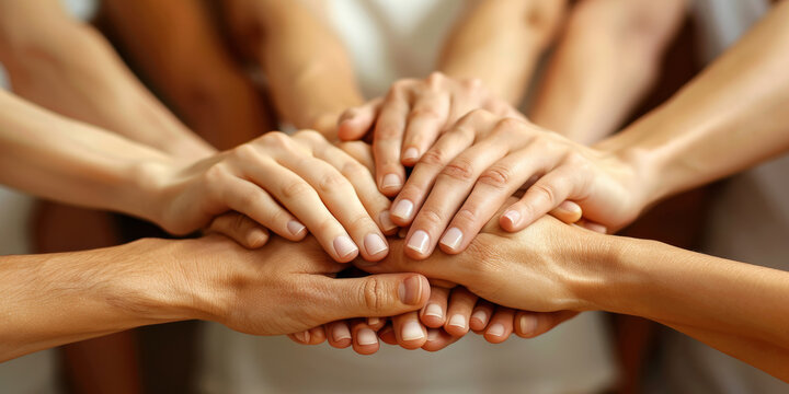 Unity and Collaboration Diverse Hands Joined Together in Teamwork and Support