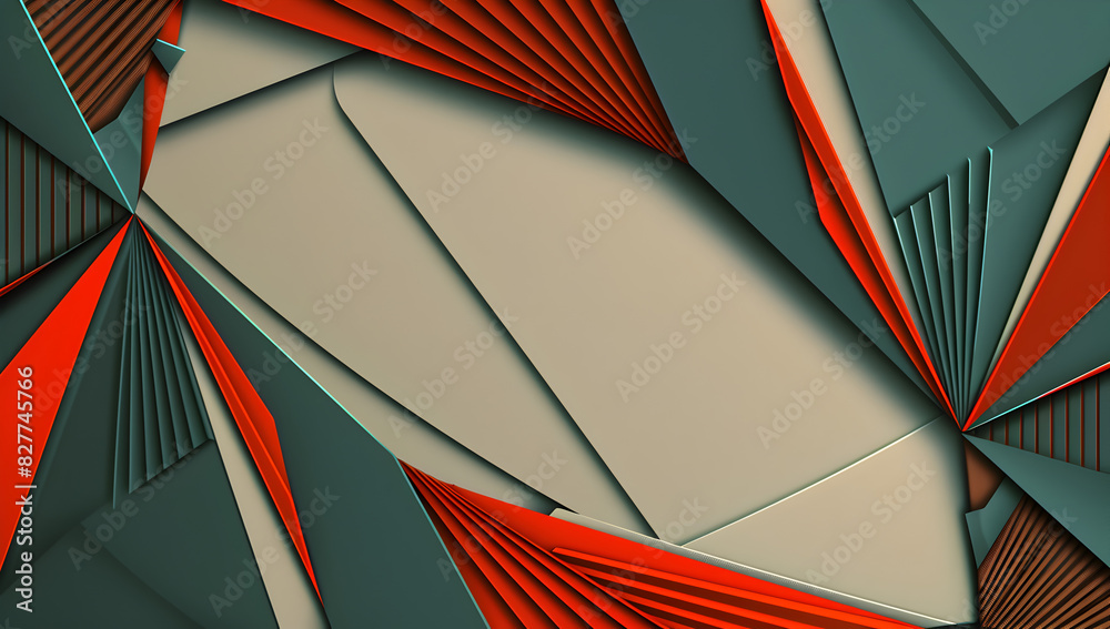Wall mural a colorful abstract design with red, blue, and green shapes. the design is made up of triangles and 