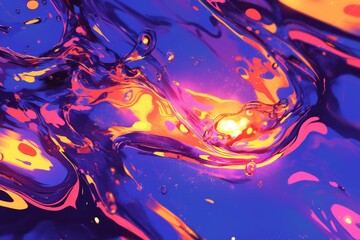 Vibrant water droplets in abstract painting artwork