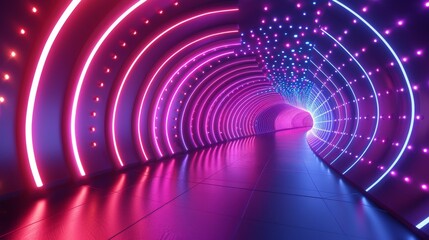 3D Abstract light tunnel with dynamic patterns