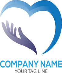 People hand care logo design and mother love icon design business and healthy things. love concept mother and child love care logo in heart shape