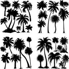 black tree silhouette set label protection silhouette graphic pine drawing trunk woodland shape illustration set wild cedar collection evergreen symbol black card needles spruce