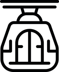 Black and white line drawing of a cable car, suitable for transport themes