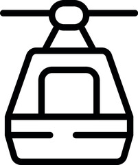Vector illustration of a simple cable car icon in line art style, suitable for transportation themes