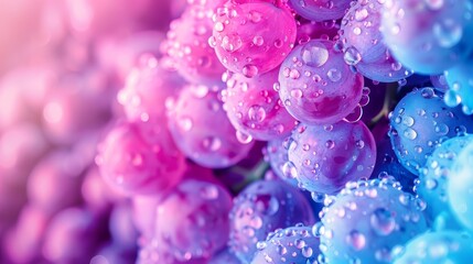 pink, blue, and purple Soft focus emphasizes the surface of droplets at image's zenith
