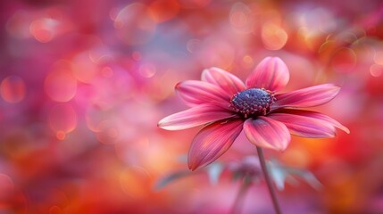  A tight shot of a pink bloom against a hazy backdrop, featuring indistinct flower images in both the foreground and background - Powered by Adobe