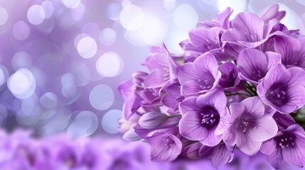  A bouquet of purple flowers atop a bed of them Repeated for clarity, but redundant Just describe the bed as a bed of purple flowers