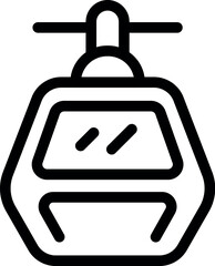 Simple black outline icon of a ski lift cabin on white background, suitable for web and app design
