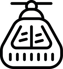 Simplified line art icon representing a cable car for use in signage and digital applications