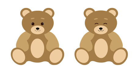 Teddy bear with different emotions on a white background.Children's concept. Baby shower.Vector illustration 