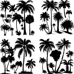 Fototapeta premium black tree silhouette set pure badge eco outline recreation breath emblem label protection graphic pine trunk woodland