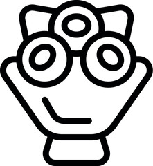 Black line drawing of a stylized bouquet with flowers in a vase, perfect for minimalistic designs