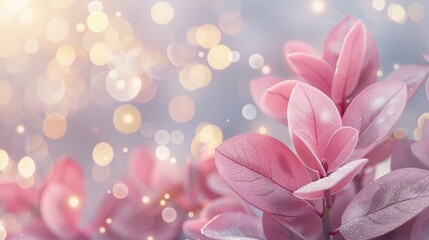  A tight shot of a pink flower against a softly blurred backdrop Light bokeh emanates from above, cascading downward through the petals