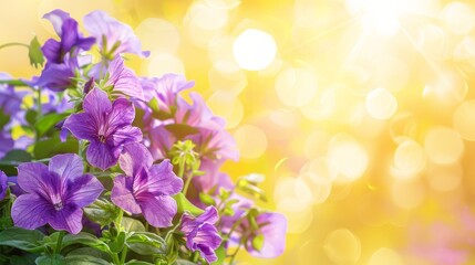 A close-up of purple flowers in a vase with sunlight shining through the bottle neck