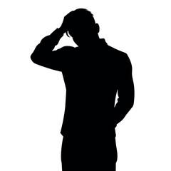 A man Thinking with feel tension vector silhouette