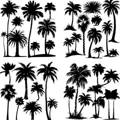 black tree silhouette set pure badge eco outline recreation breath emblem label protection graphic pine trunk woodland