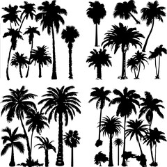 black tree silhouette set pure badge eco outline recreation breath emblem label protection graphic pine trunk woodland