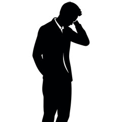 A man Thinking with feel tension vector silhouette