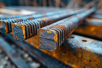 A close up of some rusty steel bars.