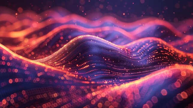 3D Digital waveforms visualizing sound or data