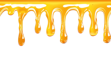 honey melting down isolated on transparent background, honey drip effect, generative ai
