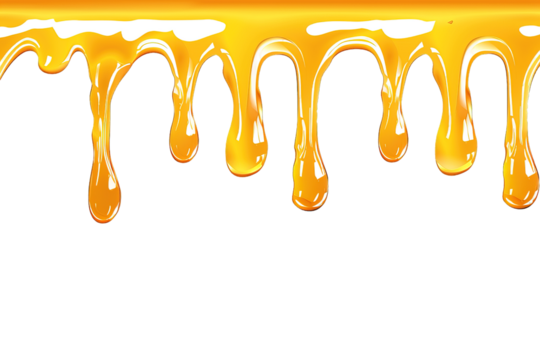 honey melting down isolated on transparent background, honey drip effect, generative ai