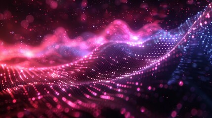 3D Digital waveforms visualizing sound or data