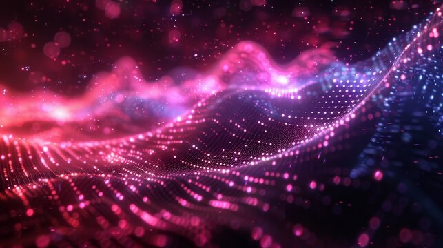 3D Digital waveforms visualizing sound or data - Powered by Adobe