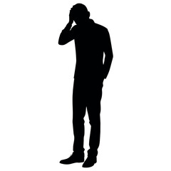 A man Thinking with feel tension vector silhouette