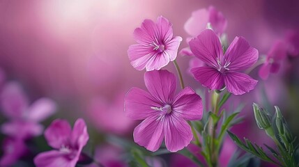 pink flowers at the forefront, closely focused; blurred pink blooms behind, just one prominent in the front