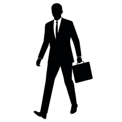 A professional Business man walking with holding briefcase vector silhouette