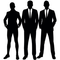 Business man standing with VIP pose vector silhouette
