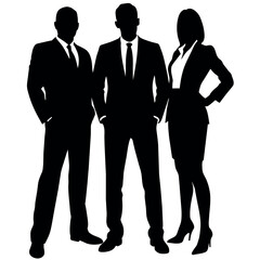 Business man standing with VIP pose vector silhouette