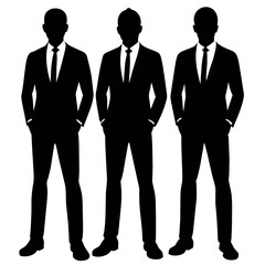 Business man standing with VIP pose vector silhouette