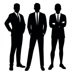 Business man standing with VIP pose vector silhouette