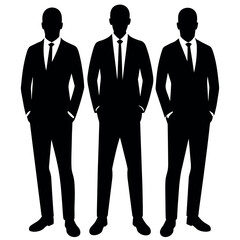 Business man standing with VIP pose vector silhouette
