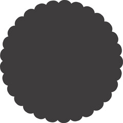 Scallop edge frame. Circle shape with lace pattern. Round frill cute box. Geometric wavy sticker and squiggle vintage label